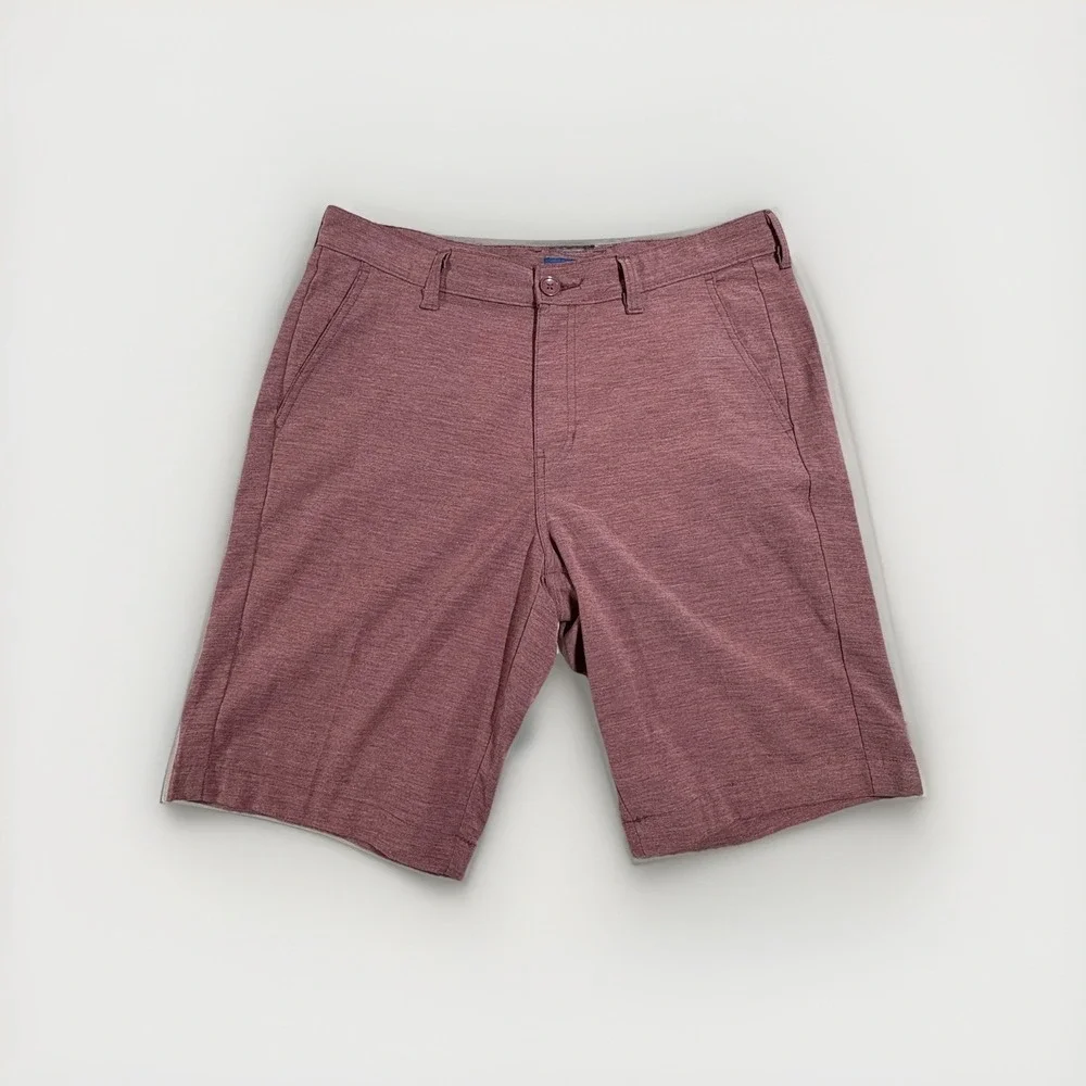 RGSTR Men's Shorts Size 32 Casual Heathered Burgundy Flat Front Golf Stretch 10